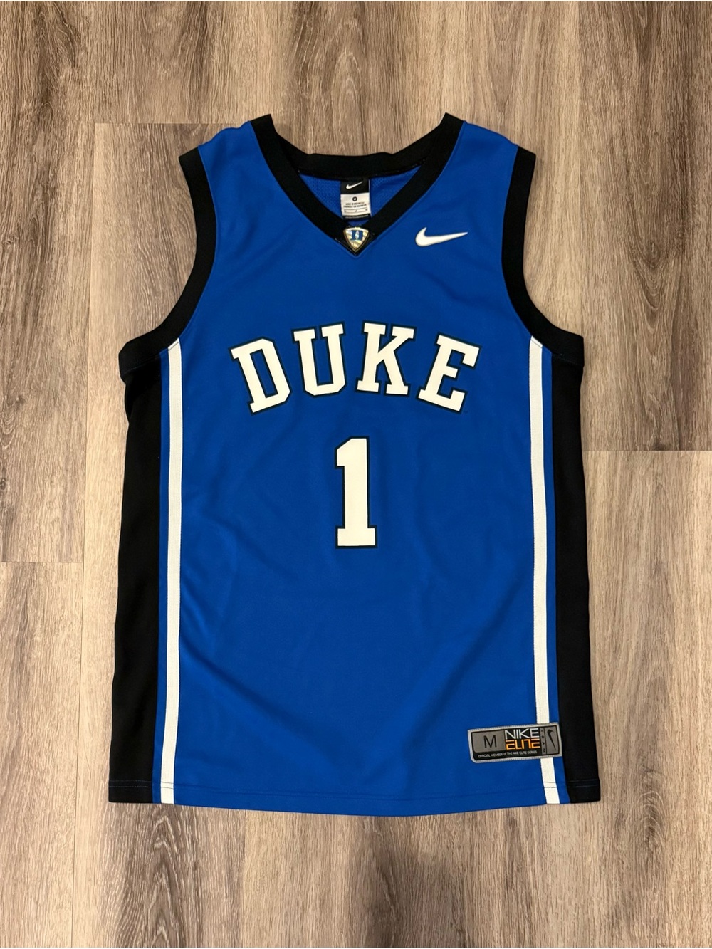 Nike Blue and Black Duke #1 Basketball Jersey